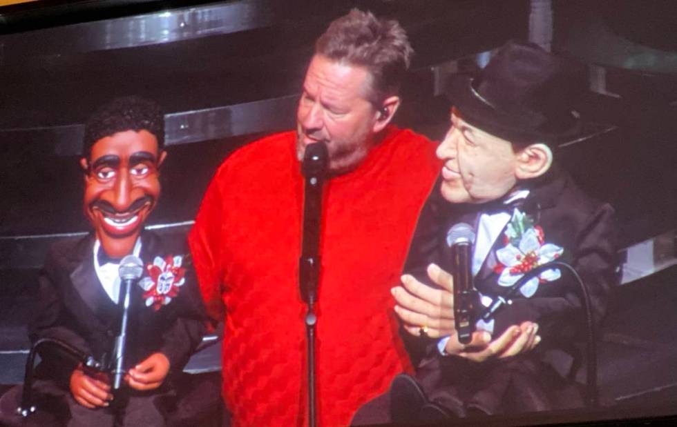 Terry Fator is shown with his Sammy Davis Jr. and Frank Sinatra figures during "A Very Terrry C ...