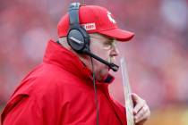 Kansas City Chiefs head coach Andy Reid during the first half of an NFL divisional playoff foot ...