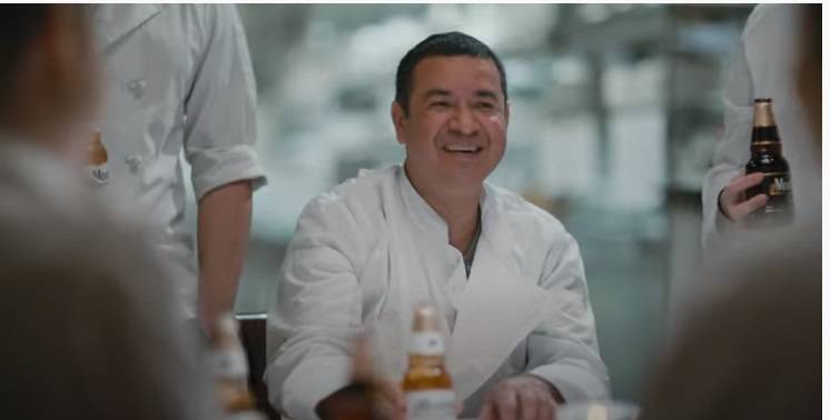 Chef Eduardo Perez in a screengrab from the Modelo commercial. (Modelo)