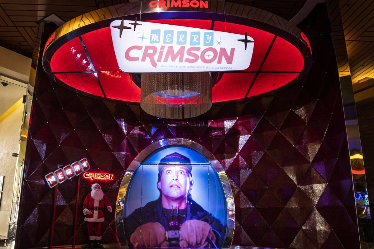 The entrance to Red Rock Resort's Christmas-themed popup bar Merry Crimson on Monday, Nov. 23, ...