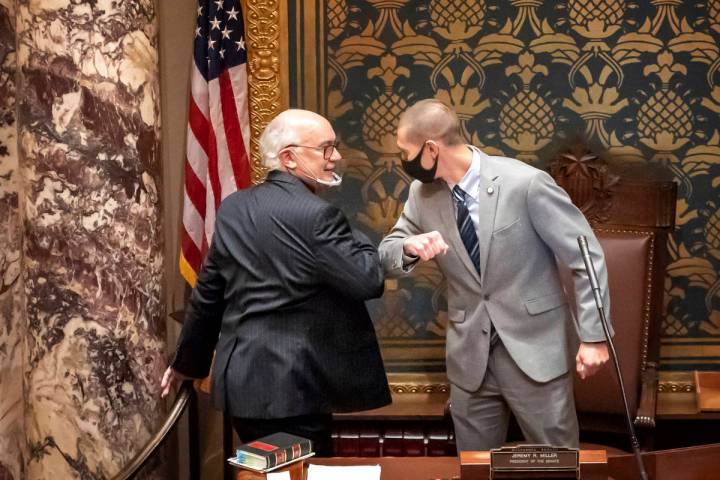 FILE - In this Nov. 12, 2020 file photo, outgoing Minnesota State Senate President Senate Presi ...