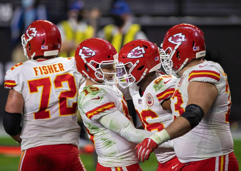 Kansas City Chiefs offensive tackle Eric Fisher (72), Kansas City Chiefs quarterback Patrick Ma ...