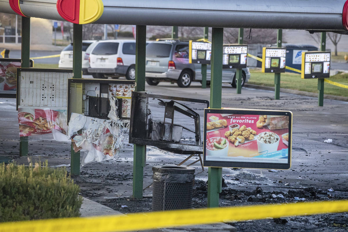 This Sunday, Nov. 22, 2020 photo shows the scene after a shooting at a Sonic restaurant on Satu ...