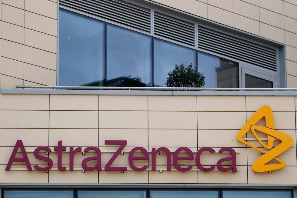 FILE - In this Saturday, July 18, 2020 file photo a general view of AstraZeneca offices and the ...