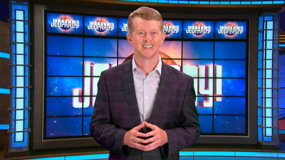 This image released by JEOPARDY! shows Ken Jennings, a 74-time champion the the set of the popu ...