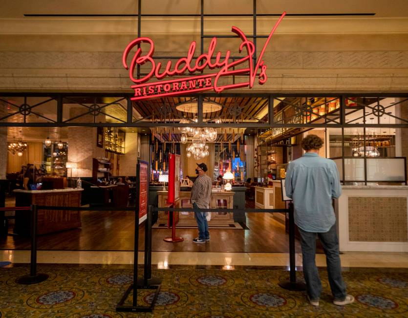 Buddy V's Ristorante is seen at The Venetian the night before Gov. Steve Sisolak's "statewide p ...