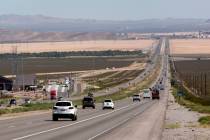 Traffic is seen on Interstate 15 in Southern California, about seven miles south of Primm, in t ...