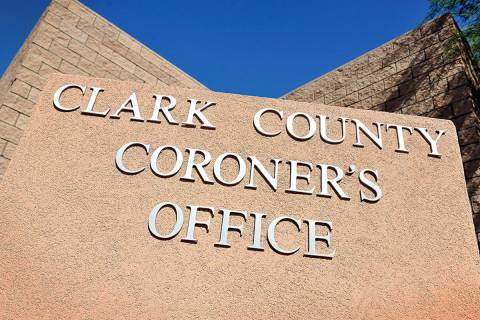 The monument sign for the Clark County Coroner is seen on Friday, Oct. 17, 2014. (David Becker/ ...
