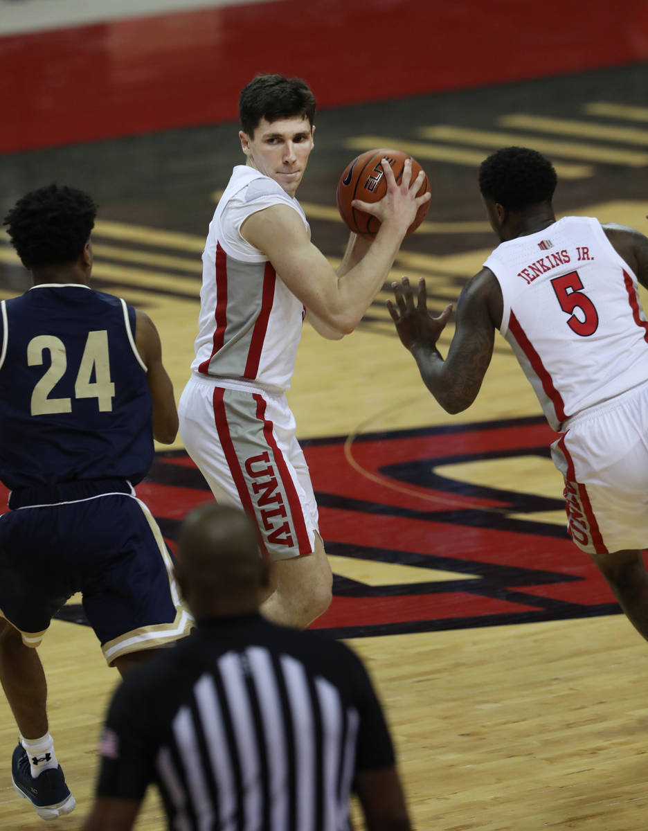 UNLV Rebels guard Caleb Grill (3) looks to make a pass against the Montana State Bobcats during ...