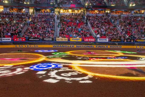 A Vegas-style opening during the tenth go round of the Wrangler National Finals Rodeo at the Th ...