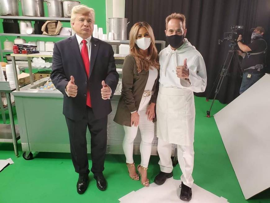 John Di Domenico, Mikalah Gordon and Larry Thomas are shown during a taping of a "No Mask, No S ...