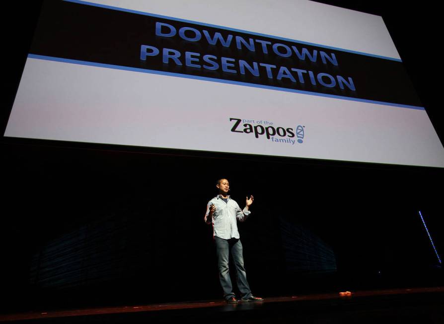 Zappos CEO Tony Hsieh speaks at the company's All Hands employee event at the Smith Center for ...