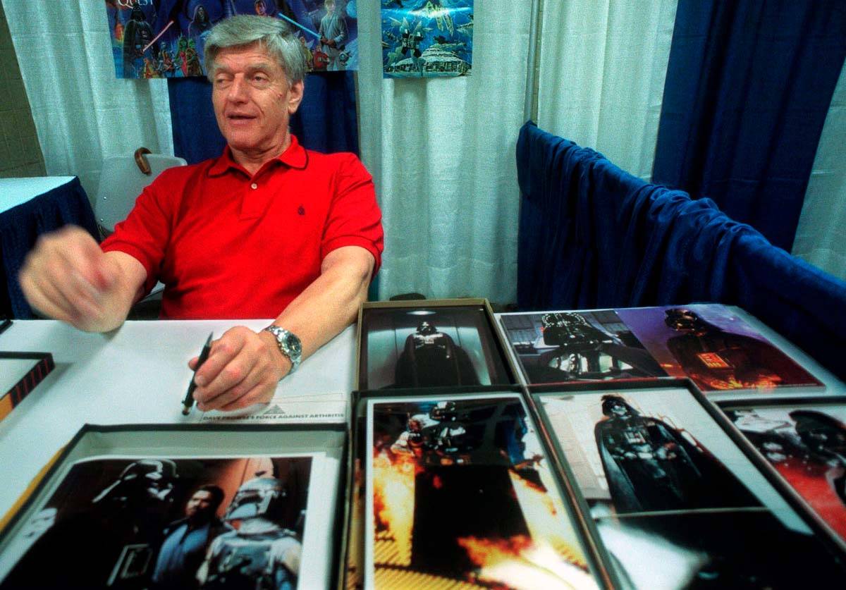In this file photo dated Friday, May 7, 1999, Dave Prowse, the original Darth Vader from the "S ...