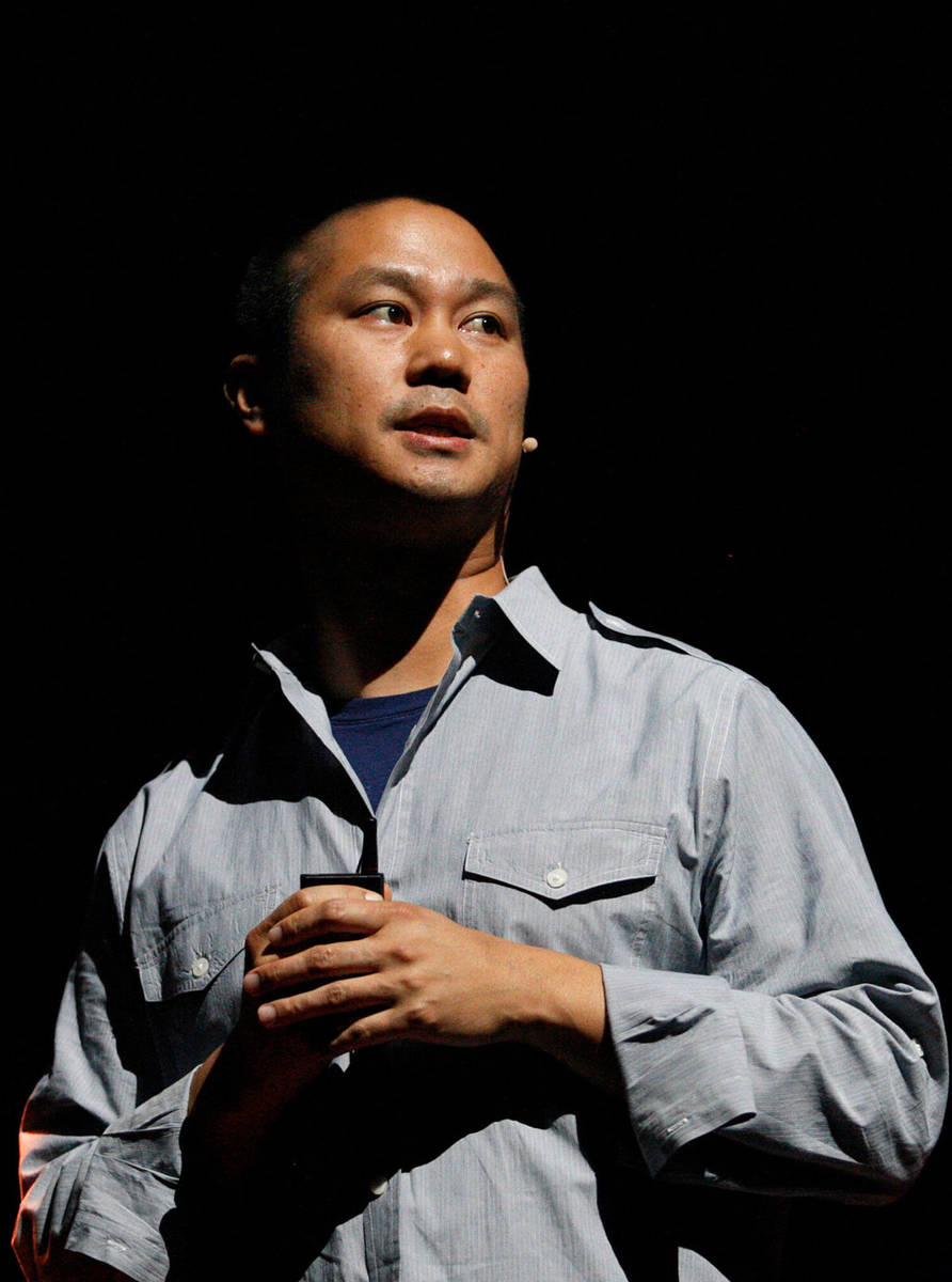 Zappos CEO Tony Hsieh speaks at the company's All Hands employee event at the Smith Center for ...