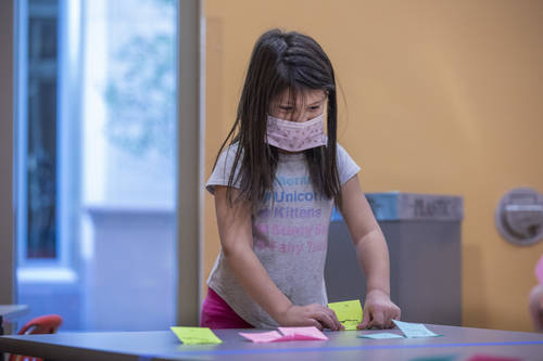 Sophia Chavez, 6, of Las Vegas, learns different musical concepts in the Las Vegas Philharmonic ...