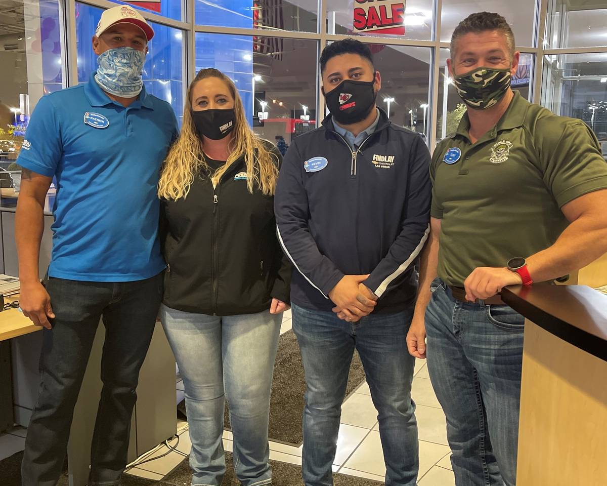 Findlay Chevrolet employees Patrick Patterson, from left, Cassie Hurley, Kevin Flores and Tony ...