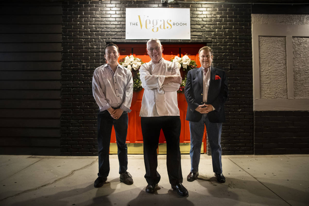 David James Robinson, chef and owner of The Vegas Room, poses for a portrait with Sean Stephens ...