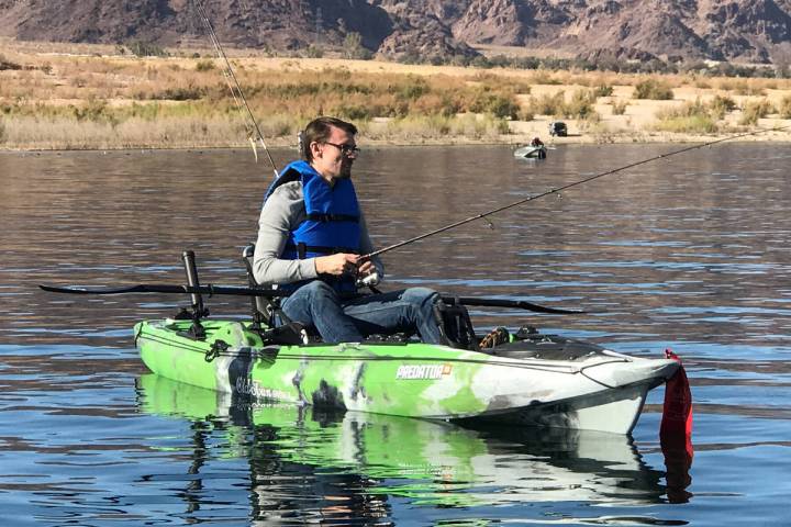 An angler recently enjoys a day of fishing at Lake Mead, a pastime that has seen an upsurge in ...