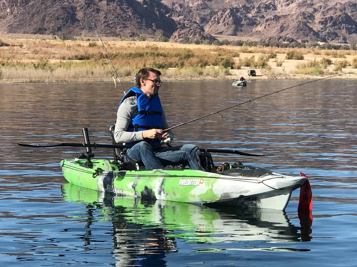 An angler recently enjoys a day of fishing at Lake Mead, a pastime that has seen an upsurge in ...