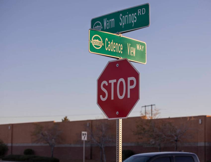 Cross streets Warm Springs Road and Cadence View Way are seen in Henderson on Wednesday, Dec. 2 ...