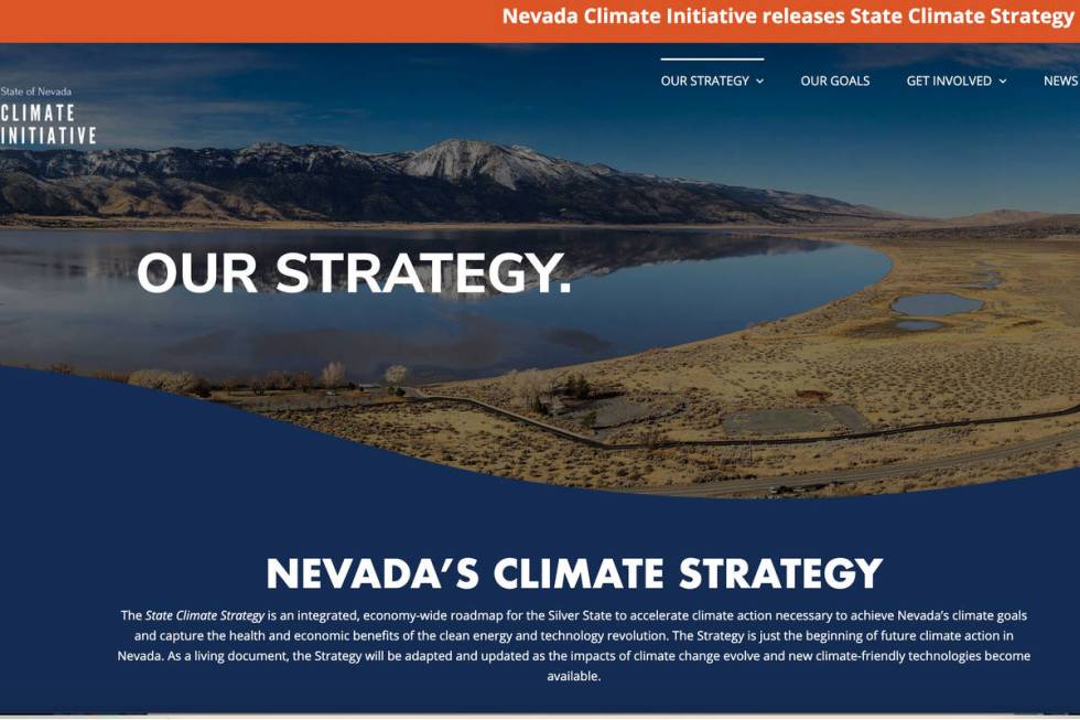 This screenshot shows an image from the climateaction.nv.gov website. The inaugural State Clima ...