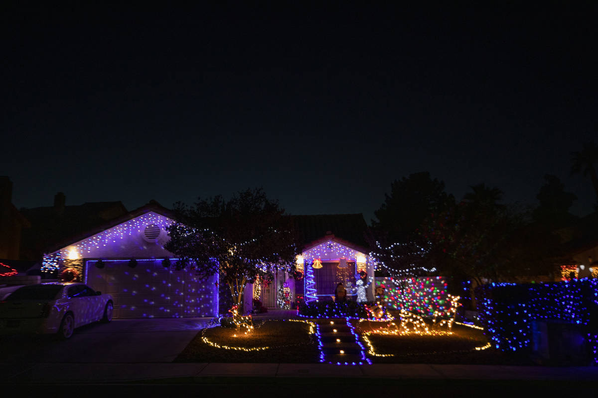 A house in the Green Valley South neighborhood off Pecos Road in Henderson, is decorated for th ...