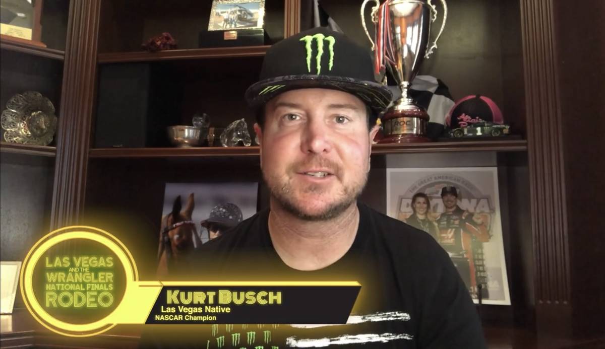 NASCAR star Kurt Busch is shown in a screen grab in a Las Vegas Events vidoe promoting the retu ...