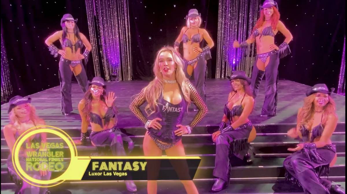 Members of the cast of the adult revue Fantasy at Luxor are shown in a screen grab in a Las Veg ...