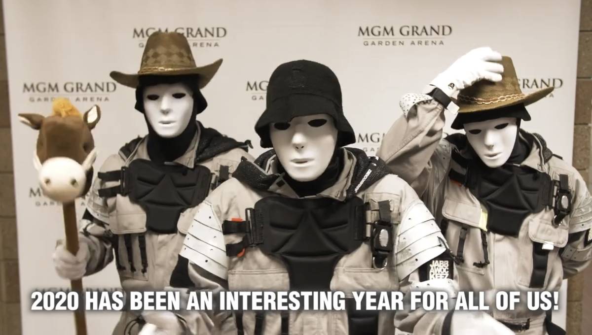 MGM Grand headlining dance troupe the Jabbawockeez is shown in a screen grab in a Las Vegas Eve ...