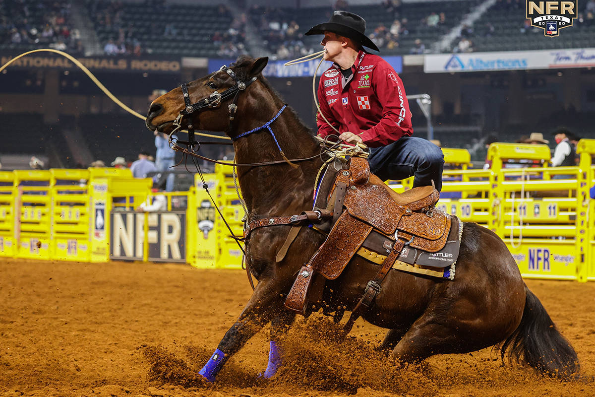 Marty Yates on Day 2 of the Wrangler National Finals Rodeo at Globe Life Field in Arlington, Te ...