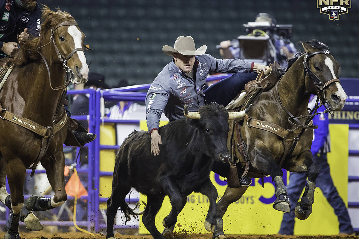 Dakota Eldridge on the second day of the Wrangler National Finals Rodeo at Globe Life Field in ...