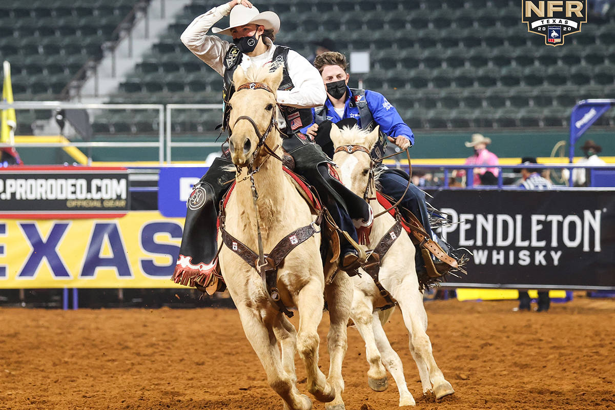Lefty Holman on the second day of the Wrangler National Finals Rodeo at Globe Life Field in Arl ...