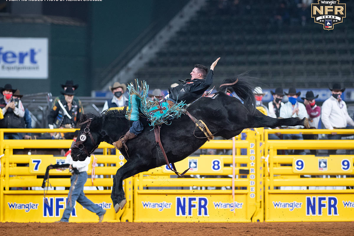Jess Pope on the second day of the Wrangler National Finals Rodeo at Globe Life Field in Arling ...