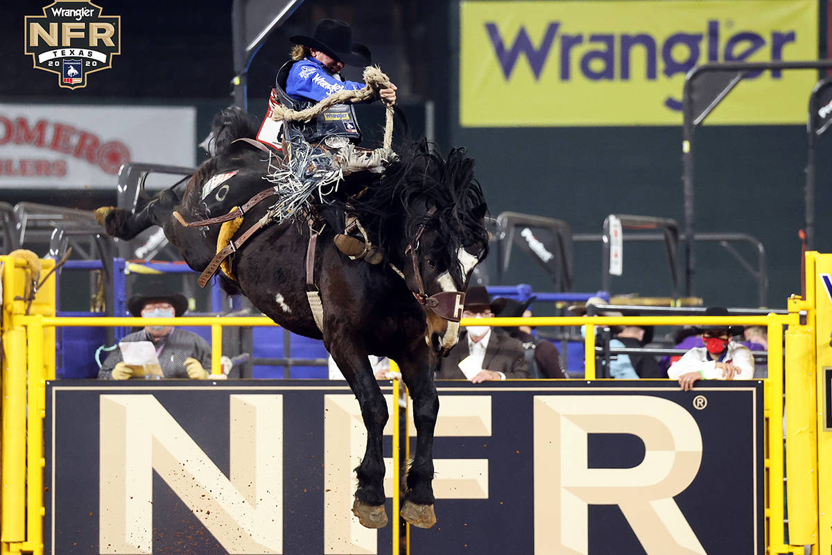 Rusty Wright on Day 2 of the Wrangler National Finals Rodeo at Globe Life Field in Arlington, T ...