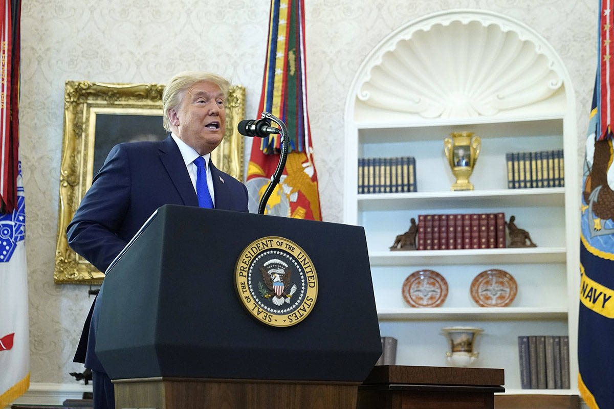 President Donald Trump speaks before awarding the Presidential Medal of Freedom, the highest ci ...