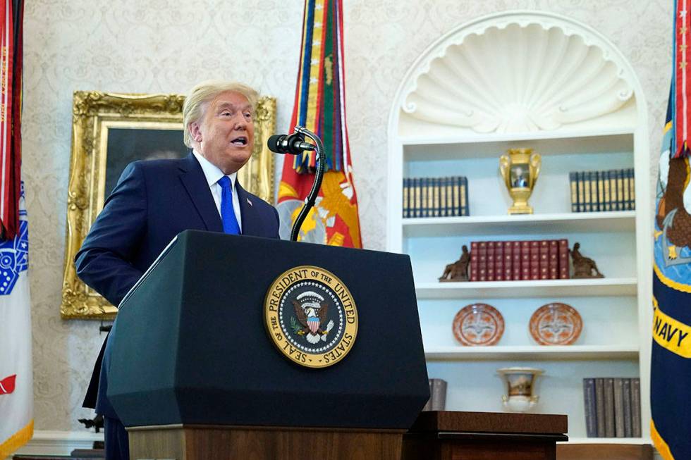 President Donald Trump speaks before awarding the Presidential Medal of Freedom, the highest ci ...