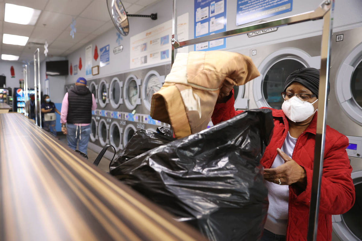 Dianne Jordan of Las Vegas does her laundry free of charge at AJ’s Laundry Star in Las V ...