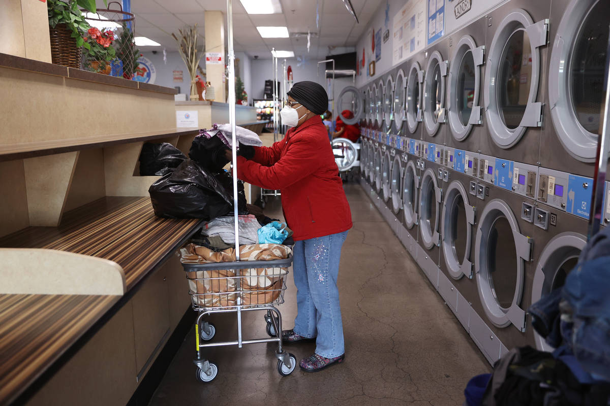 Dianne Jordan of Las Vegas does her laundry free of charge at AJ’s Laundry Star in Las V ...