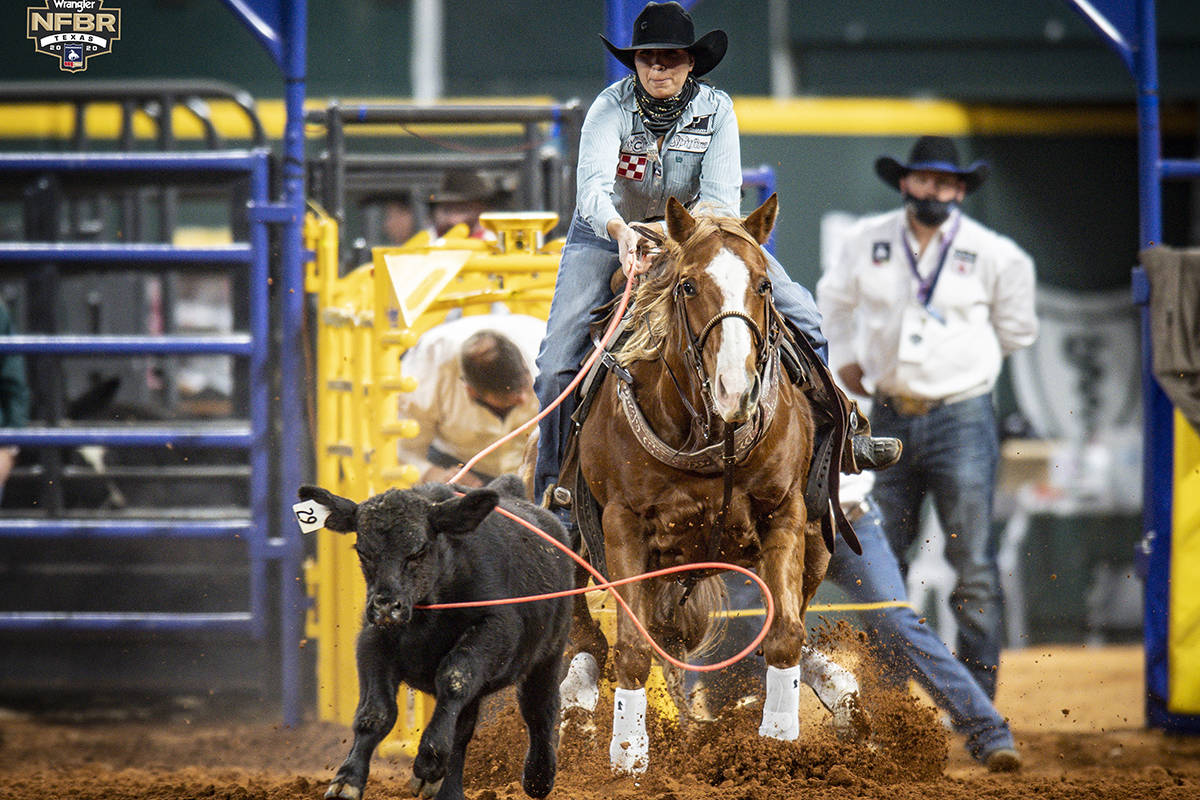 Martha Angelone is shown on Tuesday, Dec. 8, 2020 on Day 6 of the Nationals Finals Rodeo in Arl ...