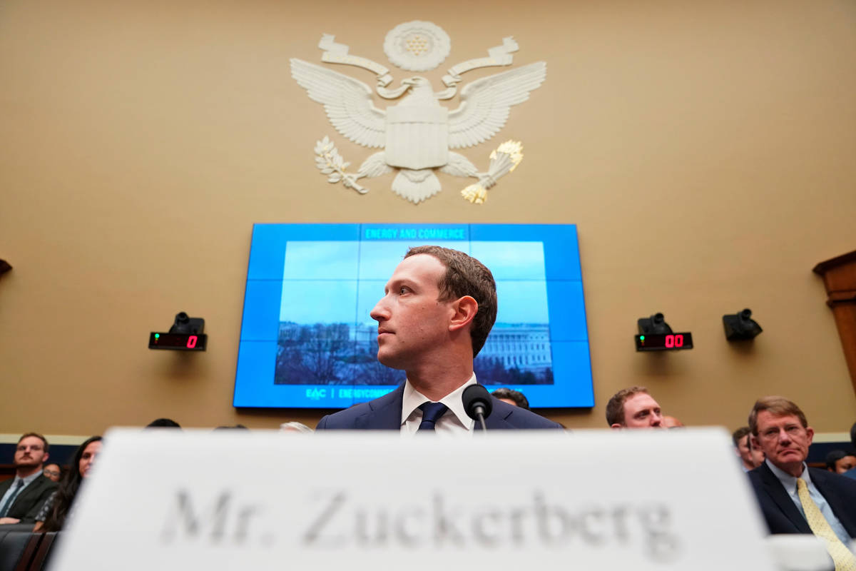 Facebook CEO Mark Zuckerberg testifies before a House Energy and Commerce hearing on Capitol Hi ...