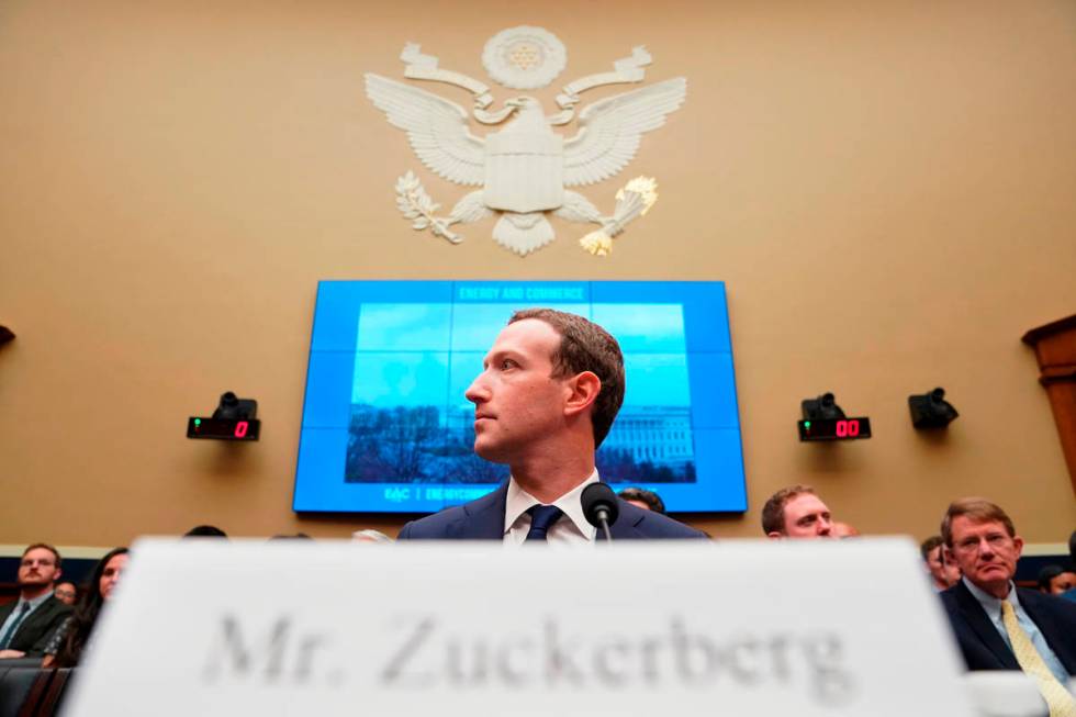 Facebook CEO Mark Zuckerberg testifies before a House Energy and Commerce hearing on Capitol Hi ...
