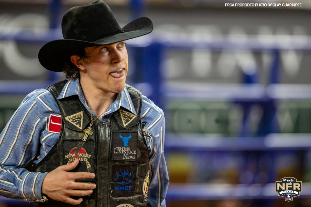 Saddle bronc rider Chase Brooks competes in the National Finals Rodeo. Photo courtesy of NFR media.