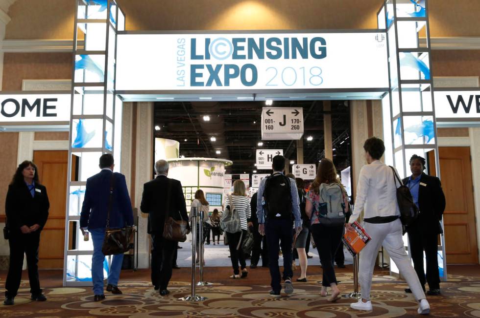 Expogoers arrive at the 2018 Licensing Expo on Tuesday, May 22, 2018, in Las Vegas. Bizuayehu T ...