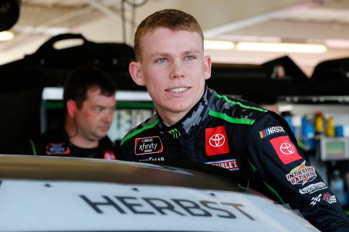 #18: Riley Herbst, Joe Gibbs Racing, Toyota Supra Monster during practice for the NASCAR Xfinit ...