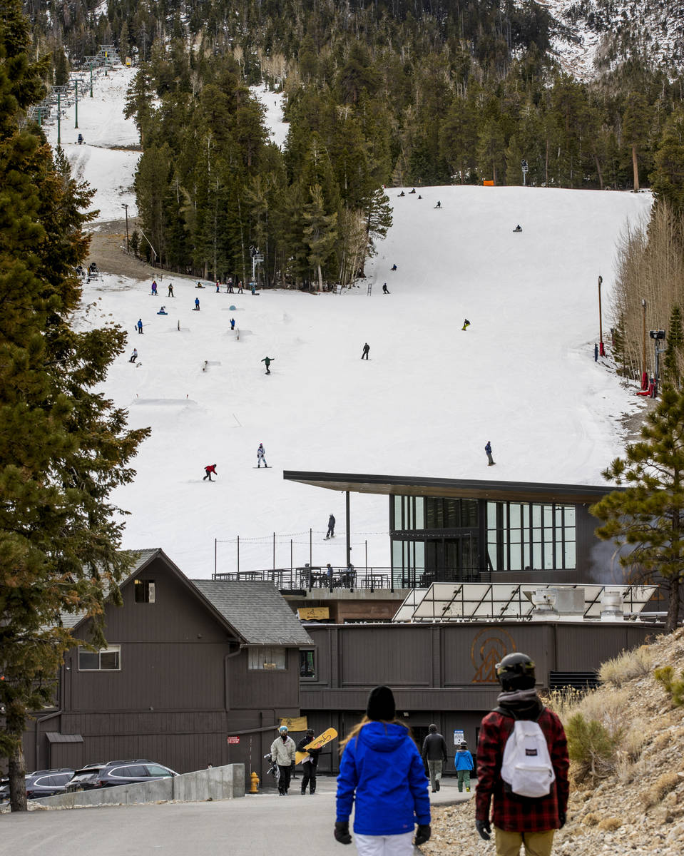 Opening day of skiing and snowboarding at Lee Canyon has two runs open with more snow hopefully ...