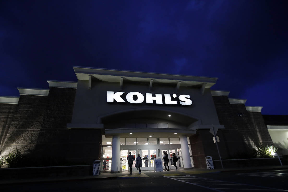 FILE - In this Nov. 29, 2019, file photo, customers walk outside of a Kohl's store in Colma, Ca ...