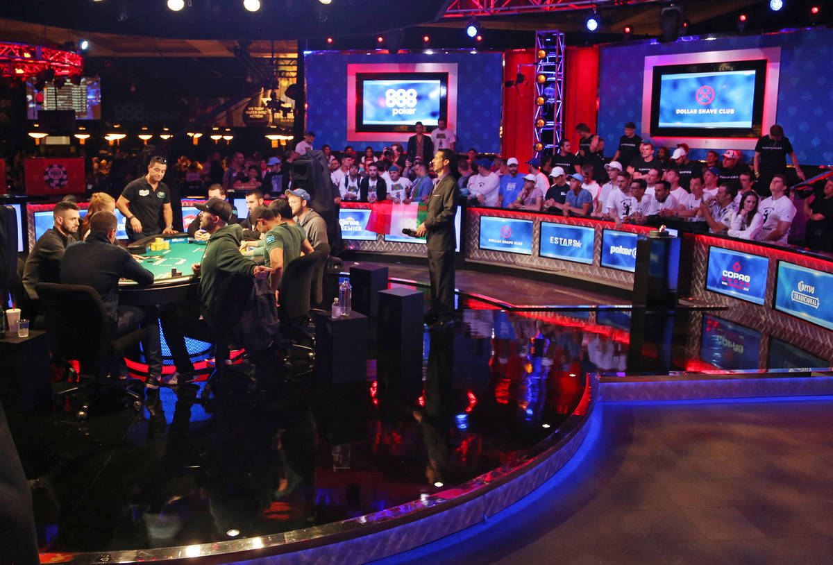 The main event final table of nine players at the Rio hotel-casino in Las Vegas, Sunday, July 1 ...