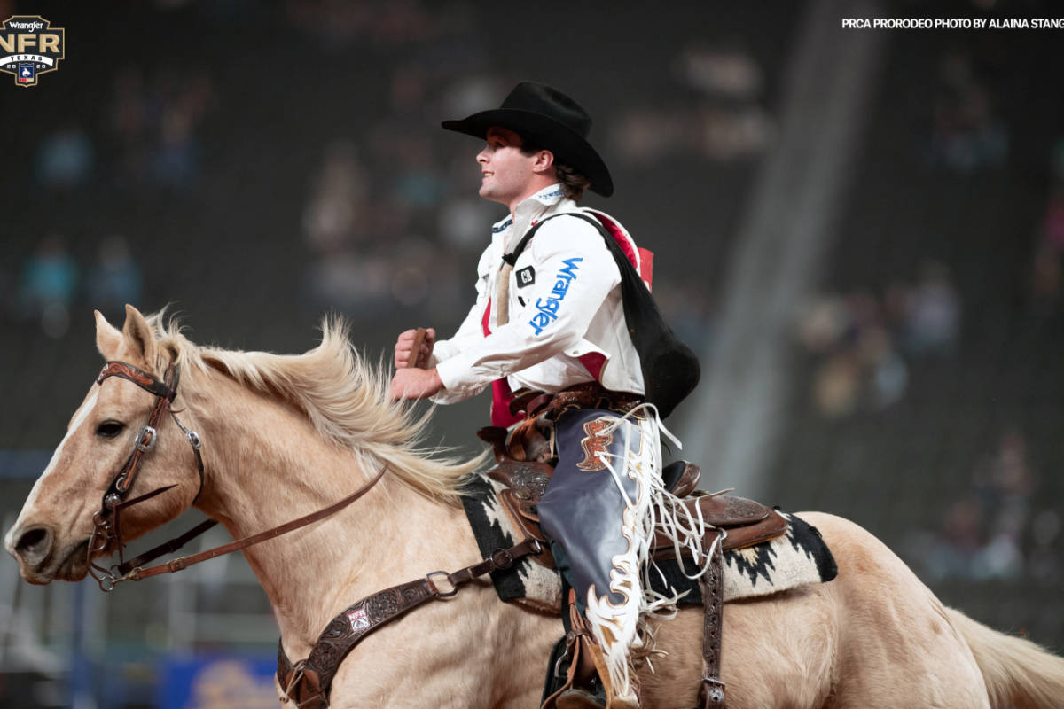 Bareback rider Cole Reiner competes at the National Finals Rodeo in Arlington, Texas. Photo cou ...