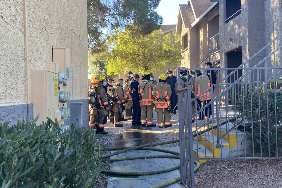 Las Vegas firefighters found heavy smoke in a second-floor apartment in the 5800 block of West ...