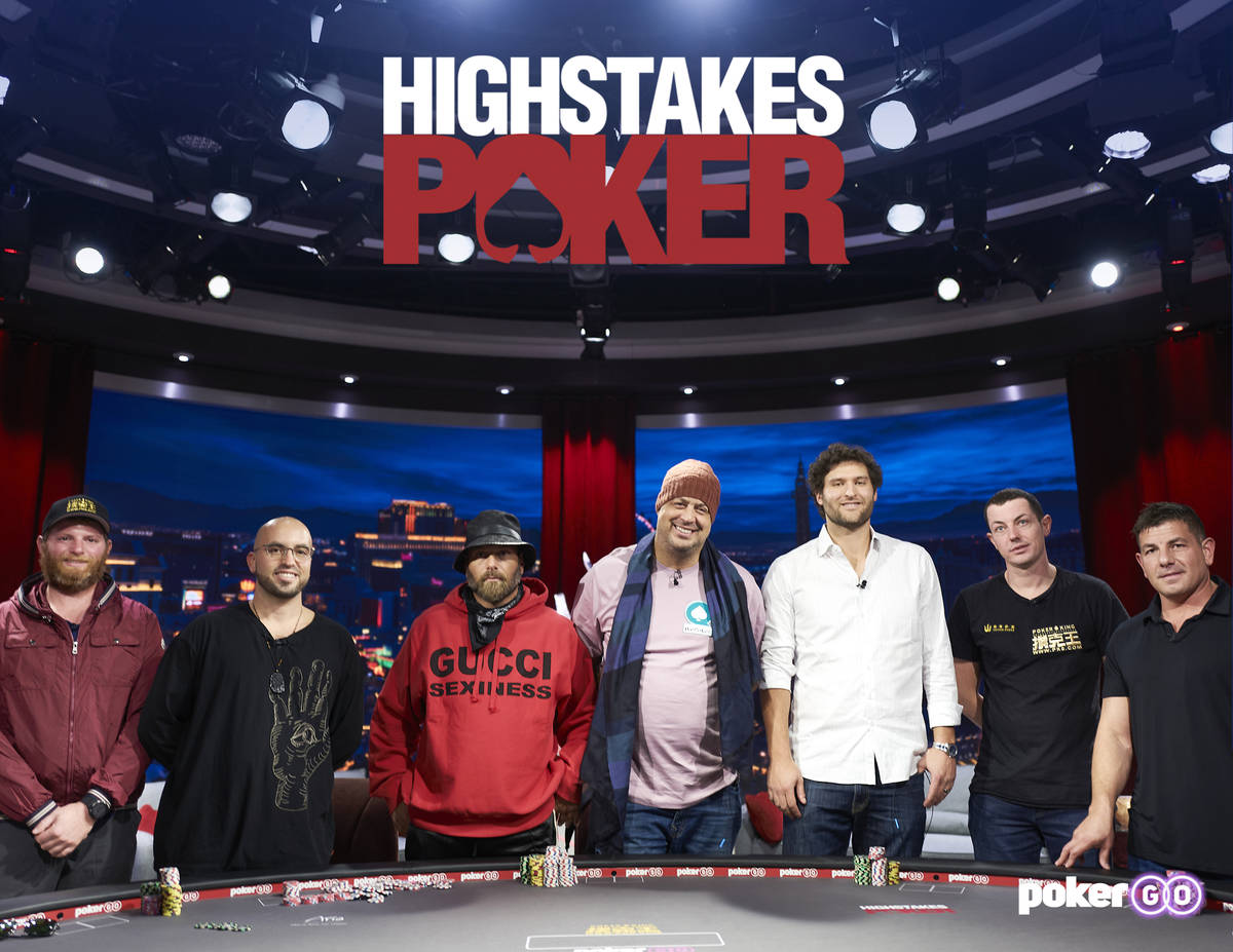 The debut episode of "High Stakes Poker" on PokerGO will feature, from left, Nick Petrangelo, B ...